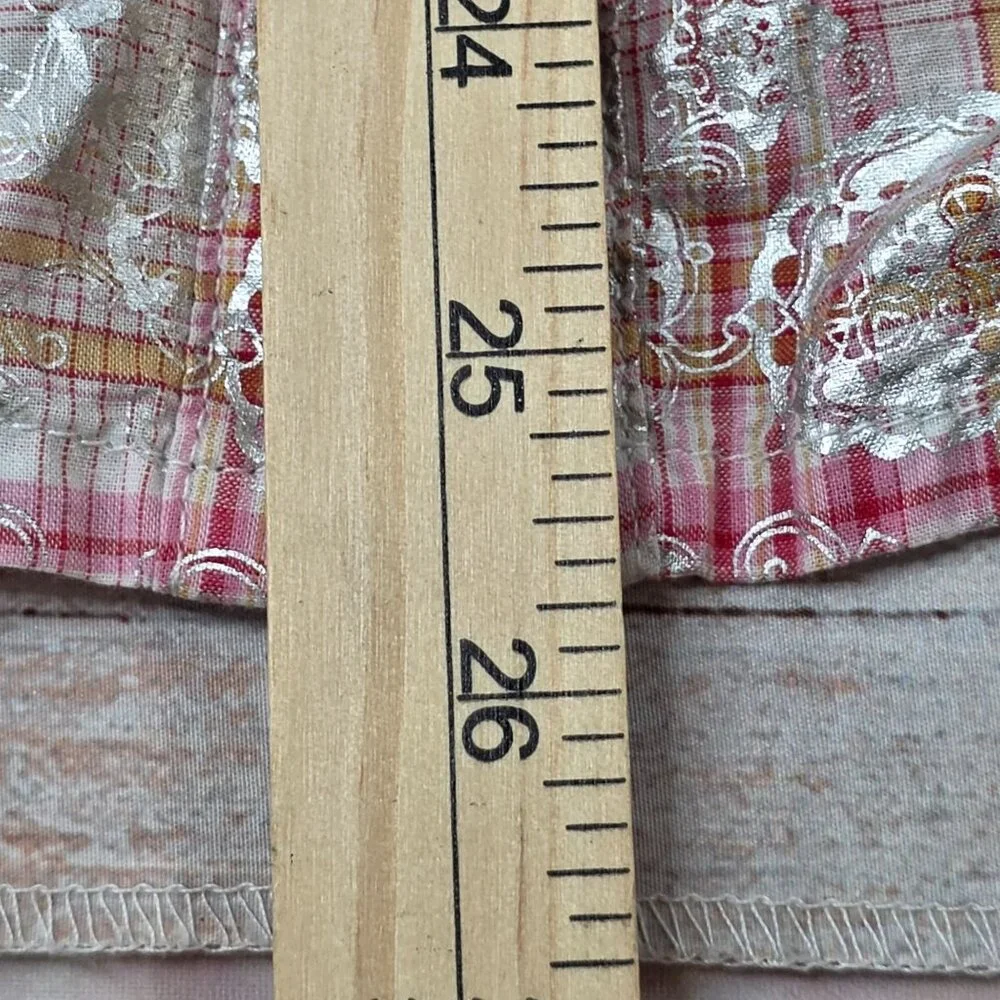 Wrangler Womens Medium Pink/Orange Plaid Long Sleeve Western Shirt With Silver F - Picture 8 of 8